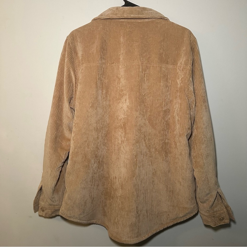 Three Dots Tan Corduroy Style Jacket with Plaid Lining Size M - Picture 14 of 15